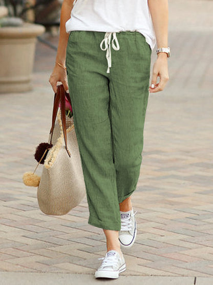 Women's Relaxed Fit Linen Trousers | Belluvyn