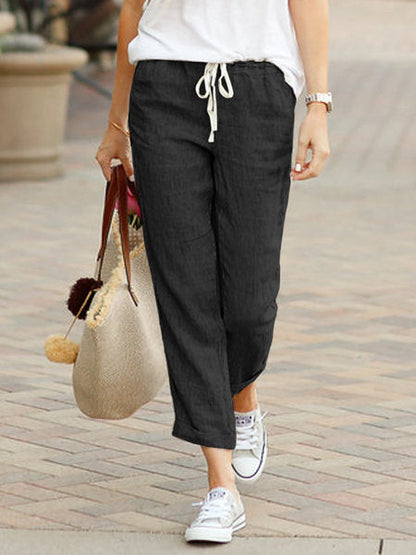 Women's Relaxed Fit Linen Trousers | Belluvyn