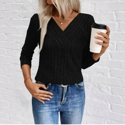 Women's Elegant Striped Knit Sweater | Belluvyn