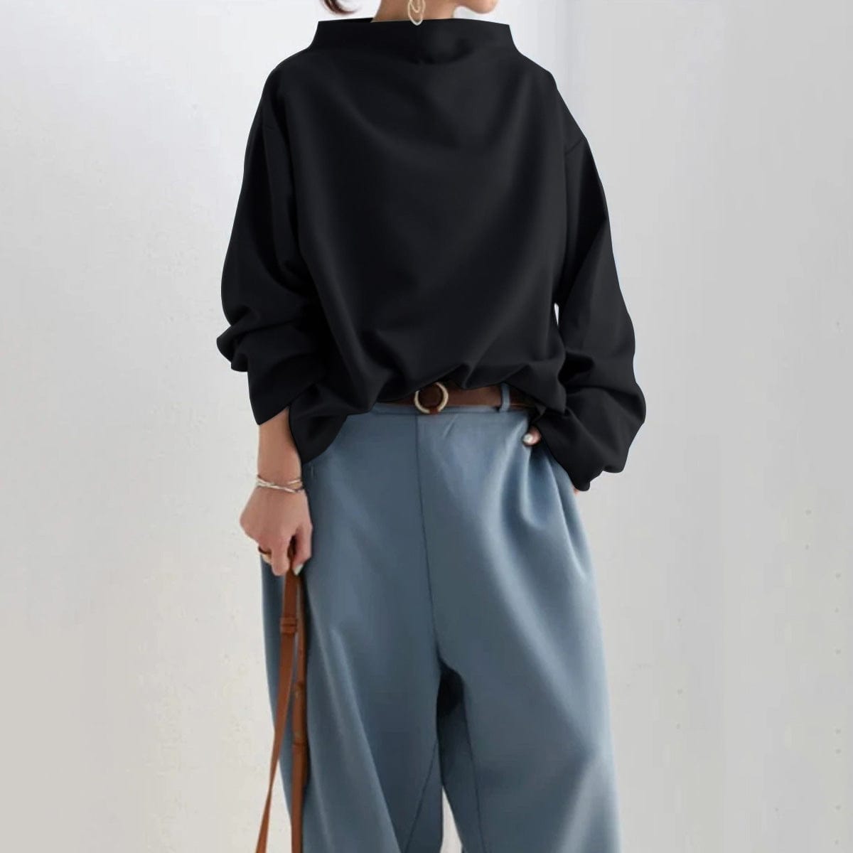 Women's High-Neck Knit Top | Belluvyn