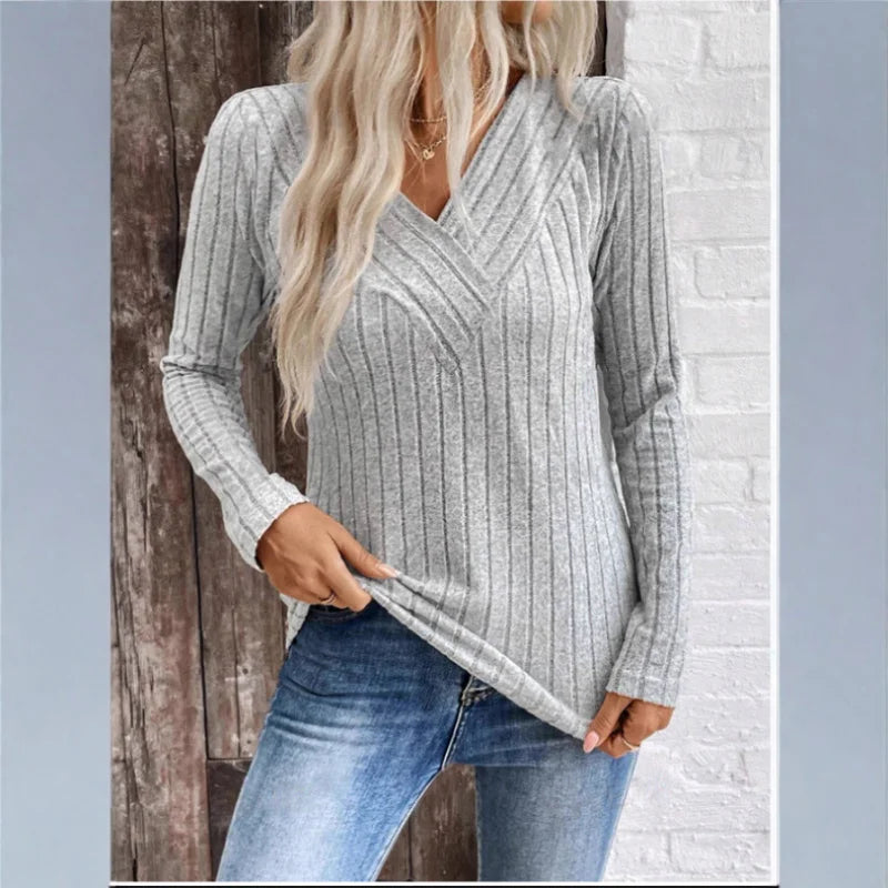 Women's Elegant Striped Knit Sweater | Belluvyn