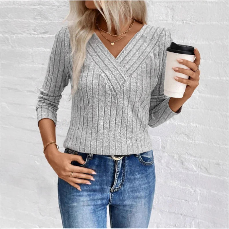 Women's Elegant Striped Knit Sweater | Belluvyn