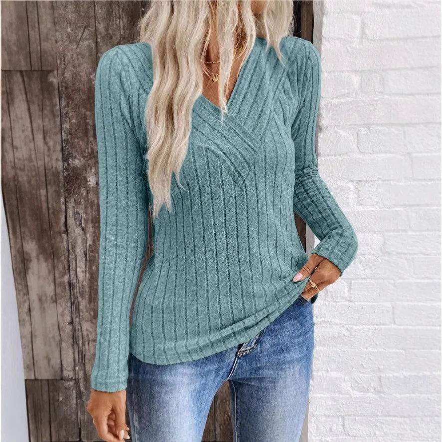 Women's Elegant Striped Knit Sweater | Belluvyn