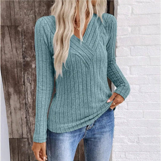 Women's Elegant Striped Knit Sweater | Belluvyn