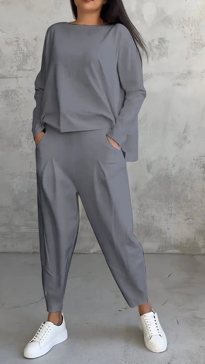 Women's 2-Piece Lounge Set Long Sleeve Top & Pants | Belluvyn