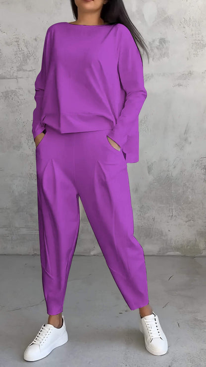 Women's 2-Piece Lounge Set Long Sleeve Top & Pants | Belluvyn