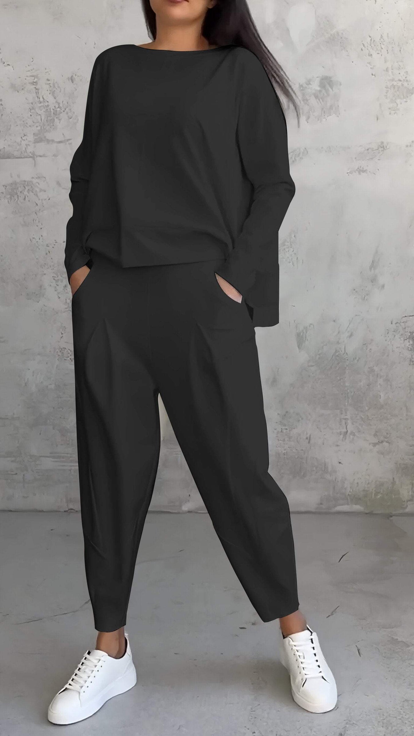Women's 2-Piece Lounge Set Long Sleeve Top & Pants | Belluvyn