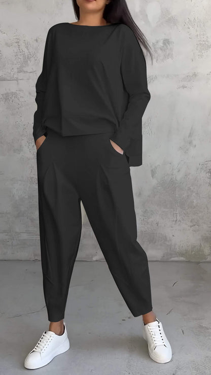 Women's 2-Piece Lounge Set Long Sleeve Top & Pants | Belluvyn