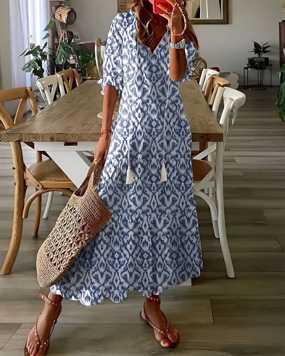 Women's Boho Flowy Cover-Up Maxi Dress | Belluvyn