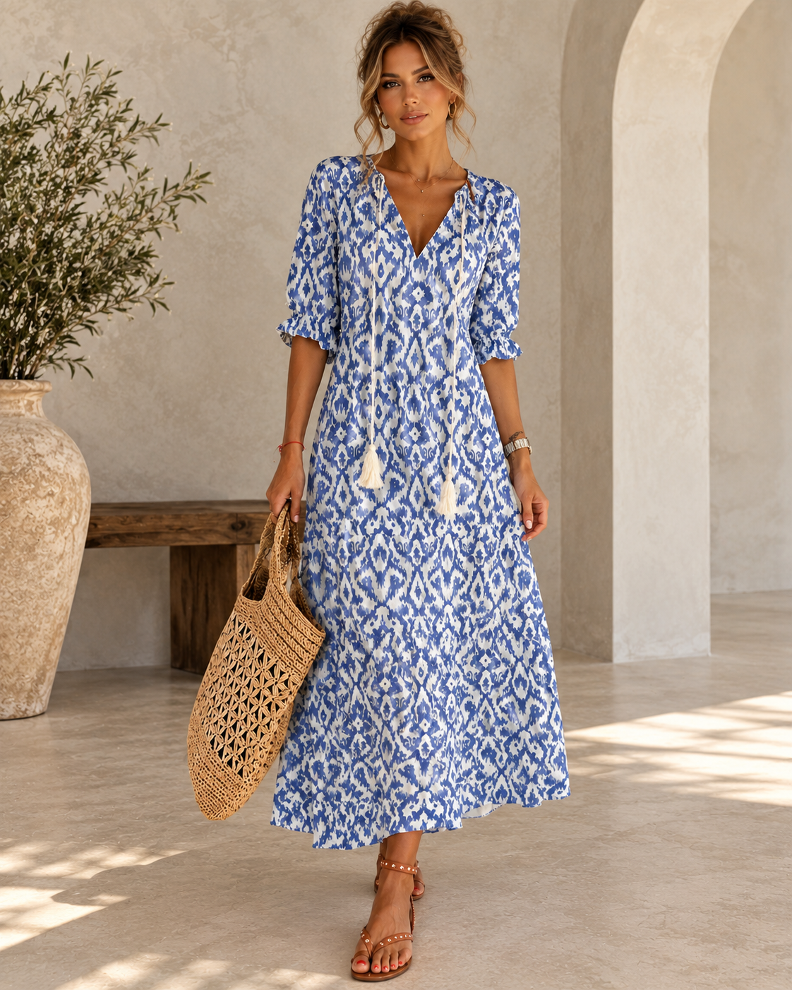 Women's Boho Flowy Cover-Up Maxi Dress | Belluvyn