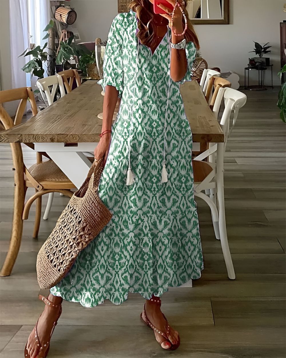 Women's Boho Flowy Cover-Up Maxi Dress | Belluvyn