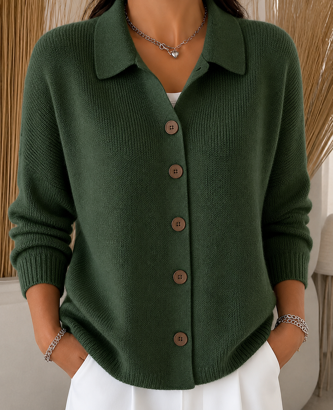 Women's Button Collar Cardigan | Belluvyn