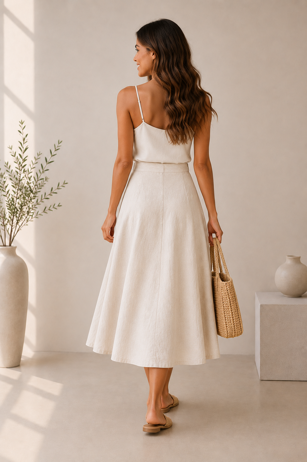 Women's Button Midi Skirt | Belluvyn