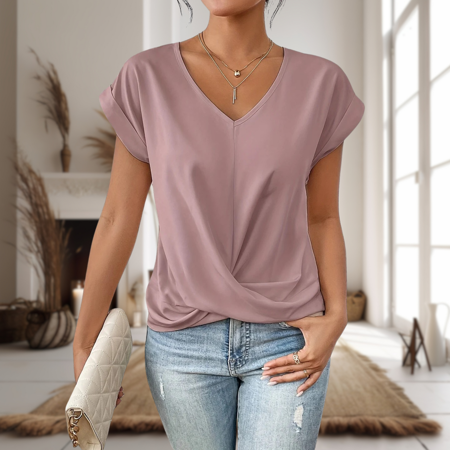 Women's Casual Sweetheart V-Neck T-Shirt | Belluvyn