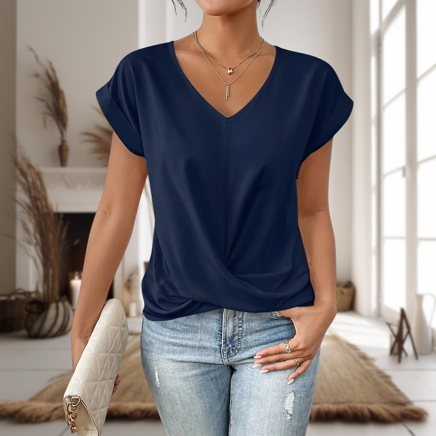 Women's Casual Sweetheart V-Neck T-Shirt | Belluvyn