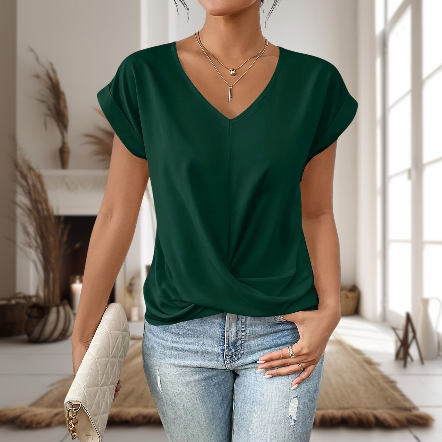 Women's Casual Sweetheart V-Neck T-Shirt | Belluvyn
