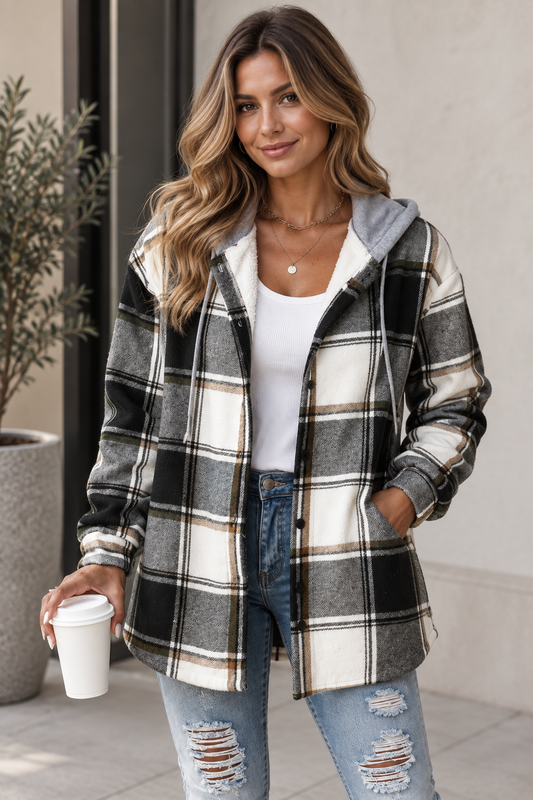 Women's Checkered Lined Cardigan | Belluvyn