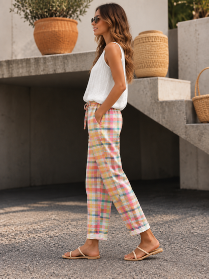 Women's Comfortable Checkered Pants | Belluvyn
