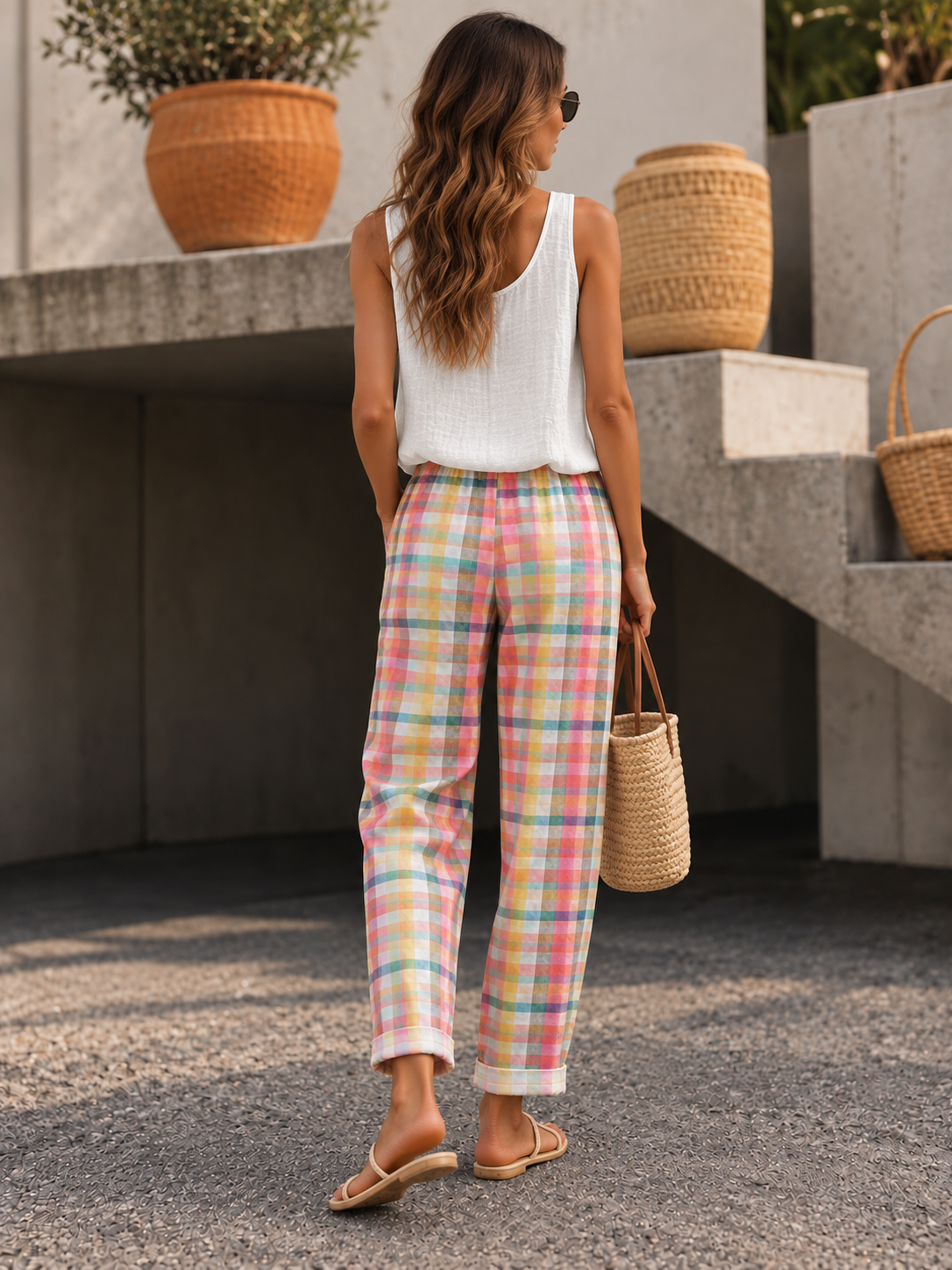 Women's Comfortable Checkered Pants | Belluvyn