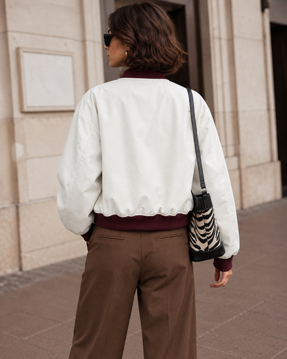 Women's Contrast Trim Zipper Jacket | Belluvyn