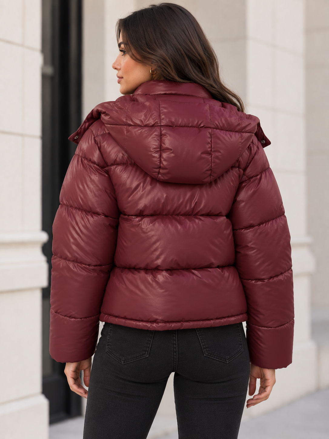 Women's Cropped Hooded Puffer Jacket | Belluvyn