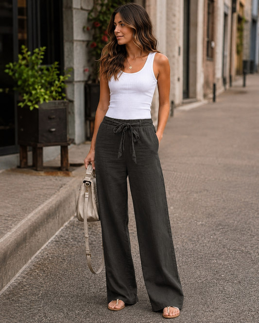 Women's Drawstring Wide Leg Pants | Belluvyn