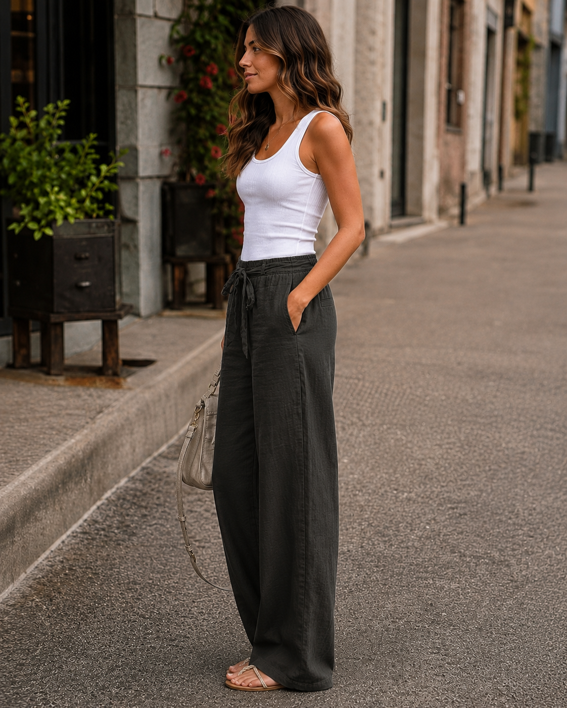 Women's Drawstring Wide Leg Pants | Belluvyn