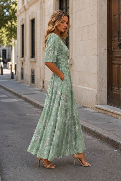 Women's Elegant Floral Summer Midi Dress | Belluvyn