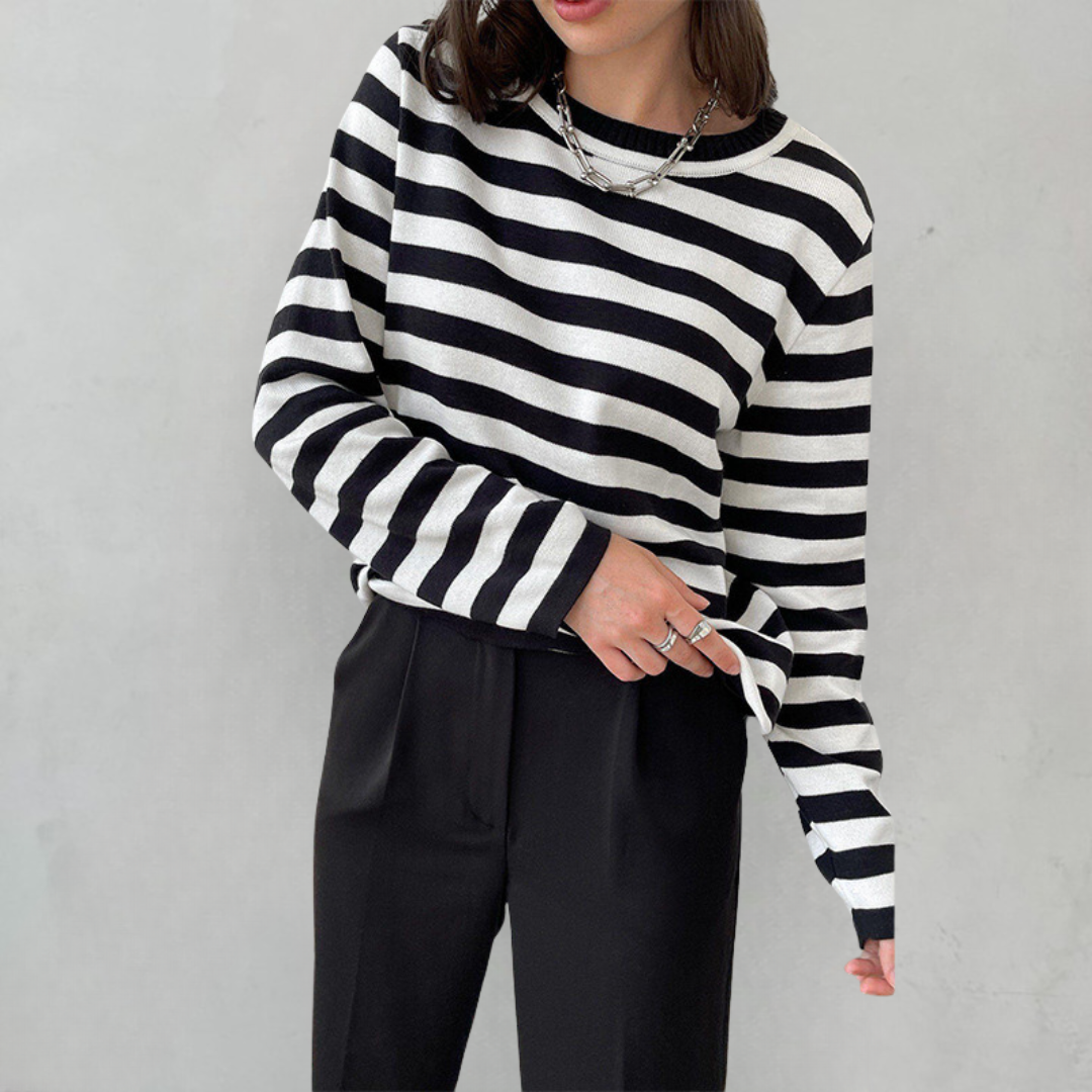 Women's Elegant Striped Summer T-Shirt | Belluvyn