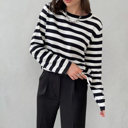 Women's Elegant Striped Summer T-Shirt | Belluvyn