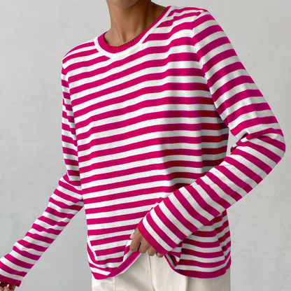 Women's Elegant Striped Summer T-Shirt | Belluvyn