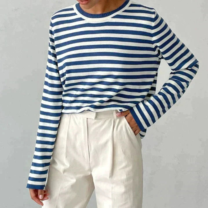 Women's Elegant Striped Summer T-Shirt | Belluvyn