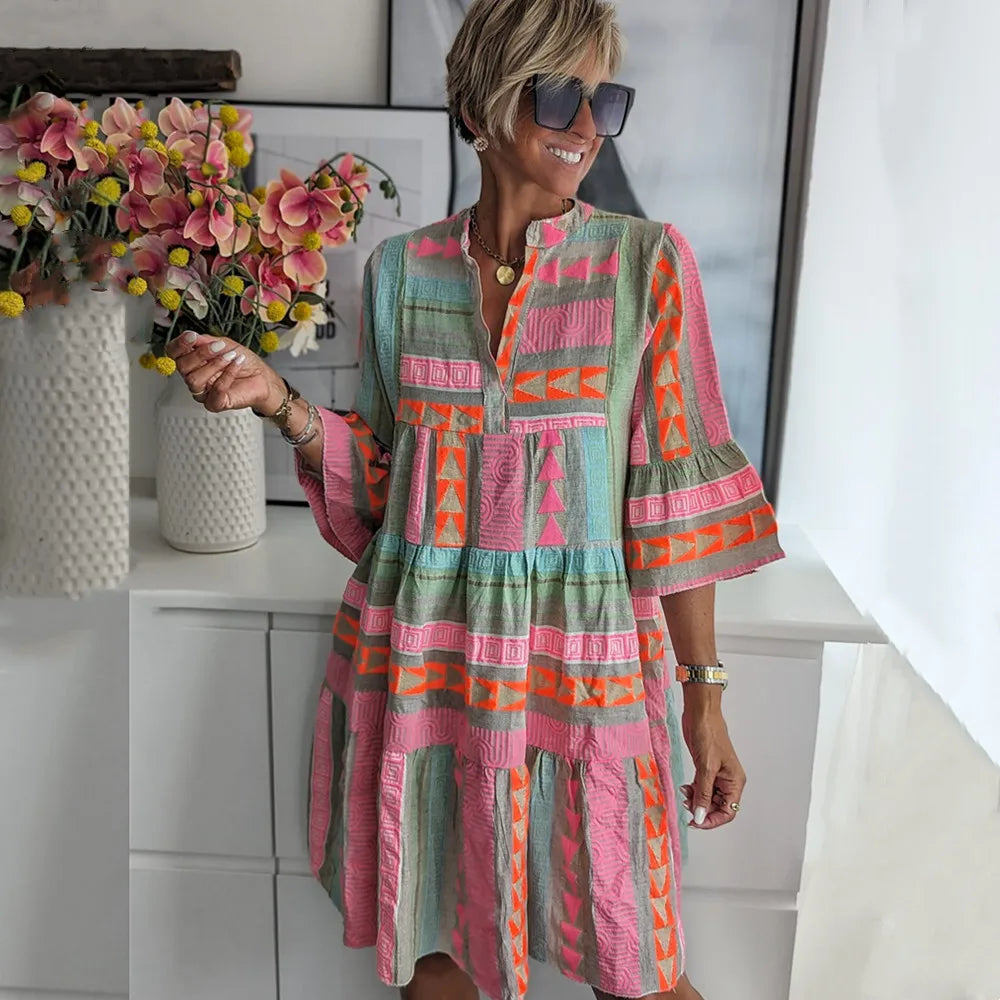 Women's Elegant Vacation Outfit Floral Dress | Belluvyn