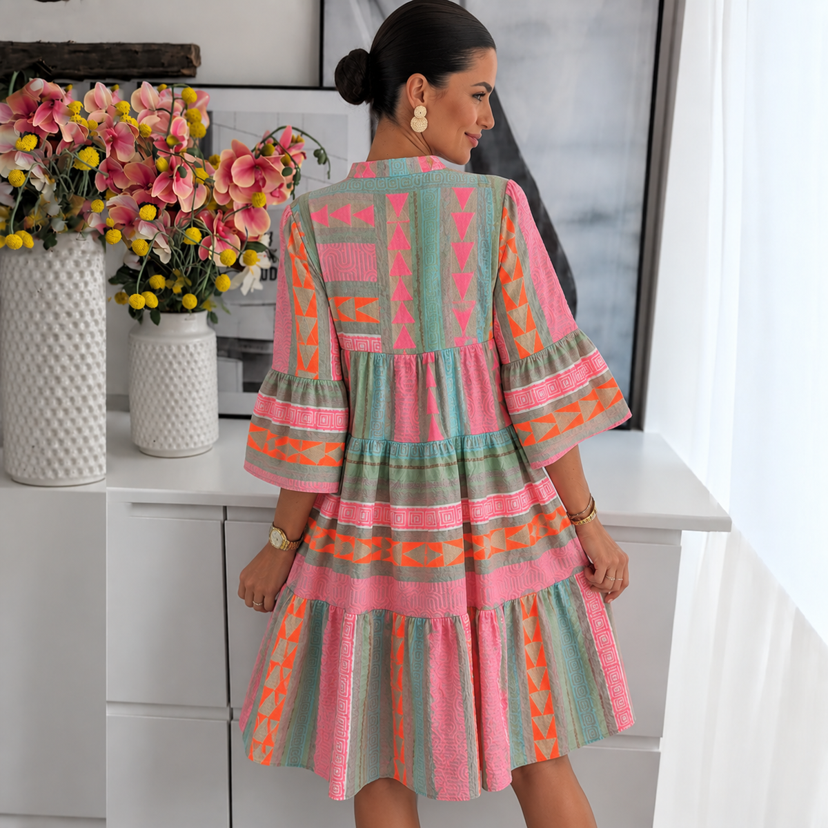 Women's Elegant Vacation Outfit Floral Dress | Belluvyn