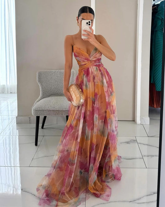 Women's Floral Print Maxi Party Dress | Belluvyn