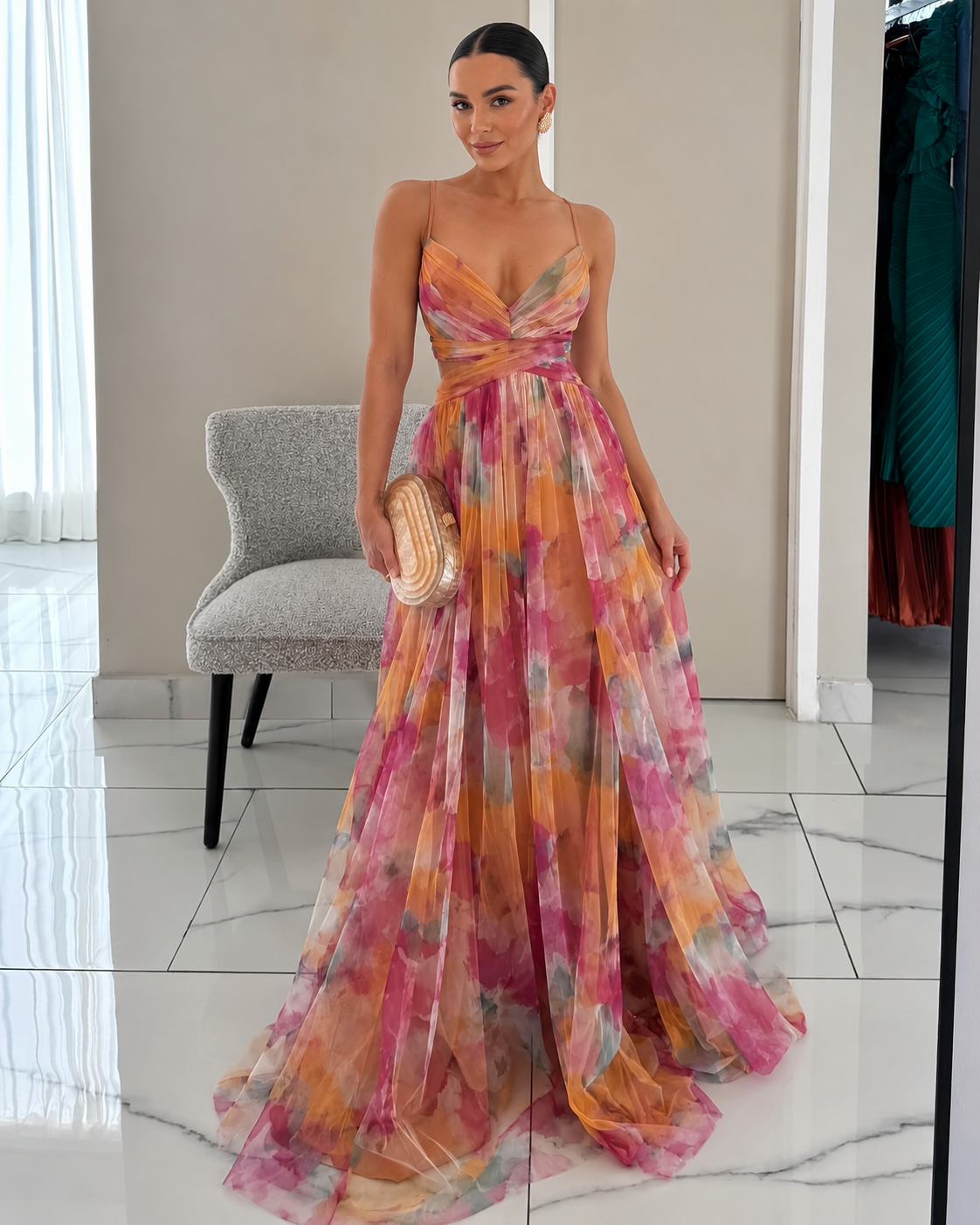 Women's Floral Print Maxi Party Dress | Belluvyn