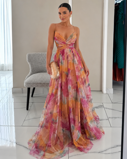 Women's Floral Print Maxi Party Dress | Belluvyn