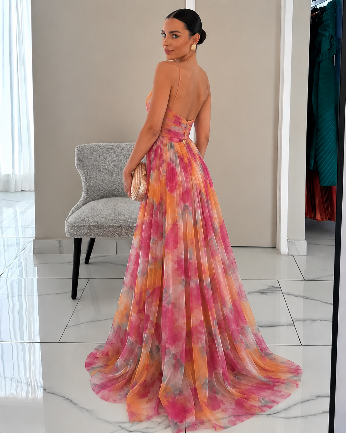 Women's Floral Print Maxi Party Dress | Belluvyn