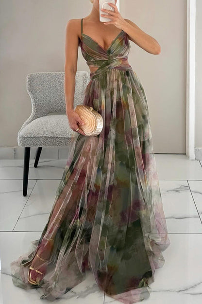 Women's Floral Print Maxi Party Dress | Belluvyn
