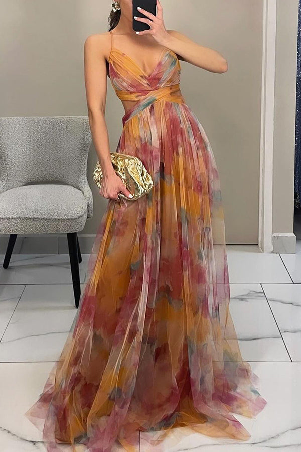 Women's Floral Print Maxi Party Dress | Belluvyn