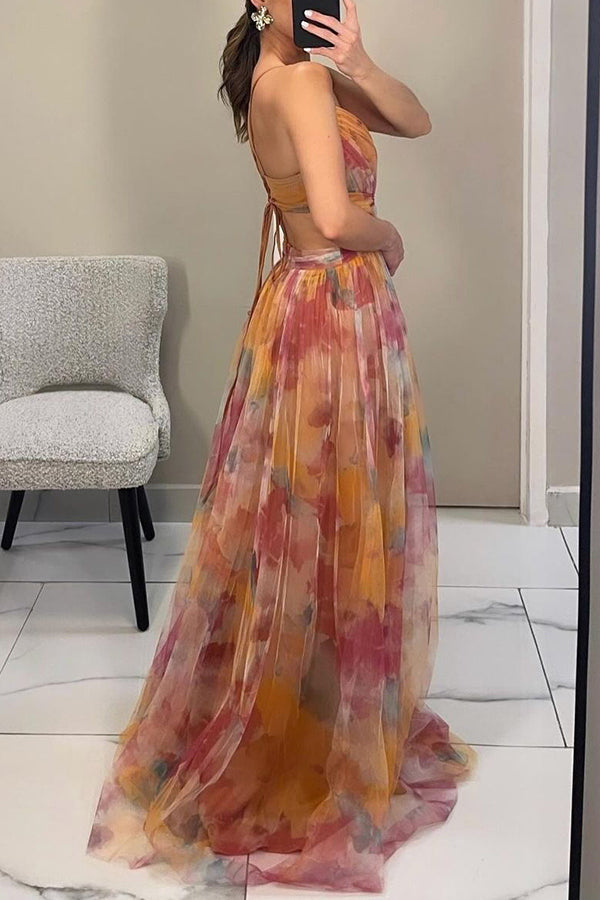 Women's Floral Print Maxi Party Dress | Belluvyn