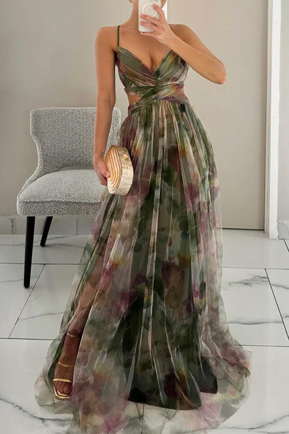 Women's Floral Print Maxi Party Dress | Belluvyn