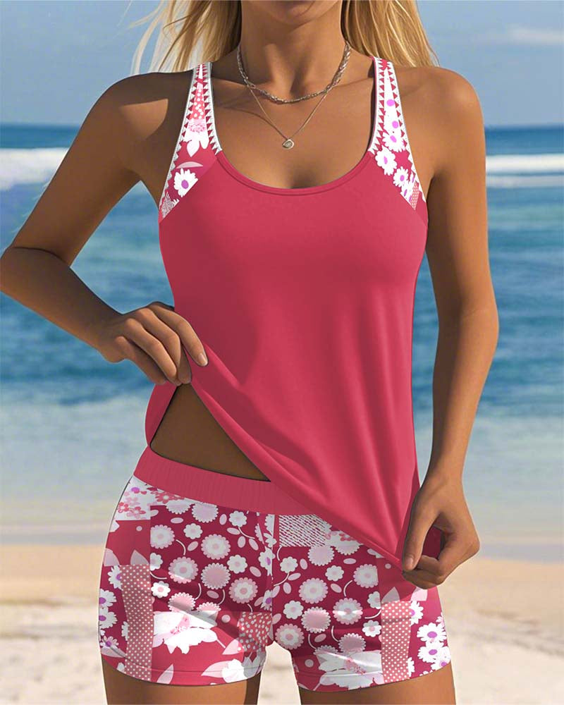 Women's Floral Two-Piece Swimsuit Comfortable Beach Style | Belluvyn