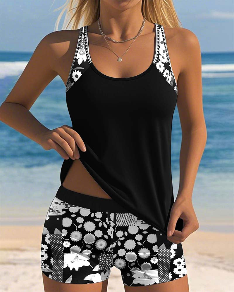 Women's Floral Two-Piece Swimsuit Comfortable Beach Style | Belluvyn