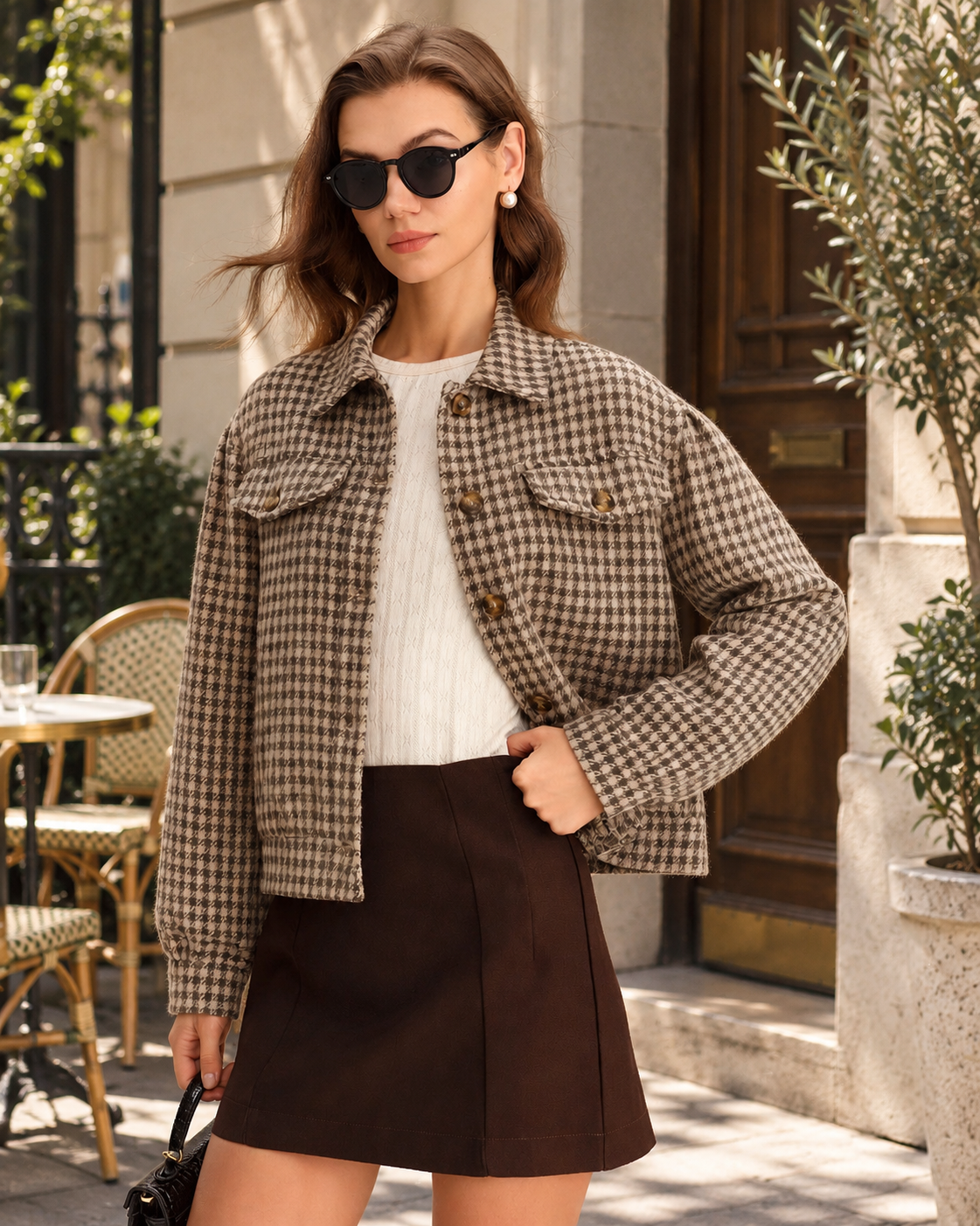 Women's Geometric Button Jacket | Belluvyn