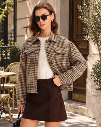 Women's Geometric Button Jacket | Belluvyn