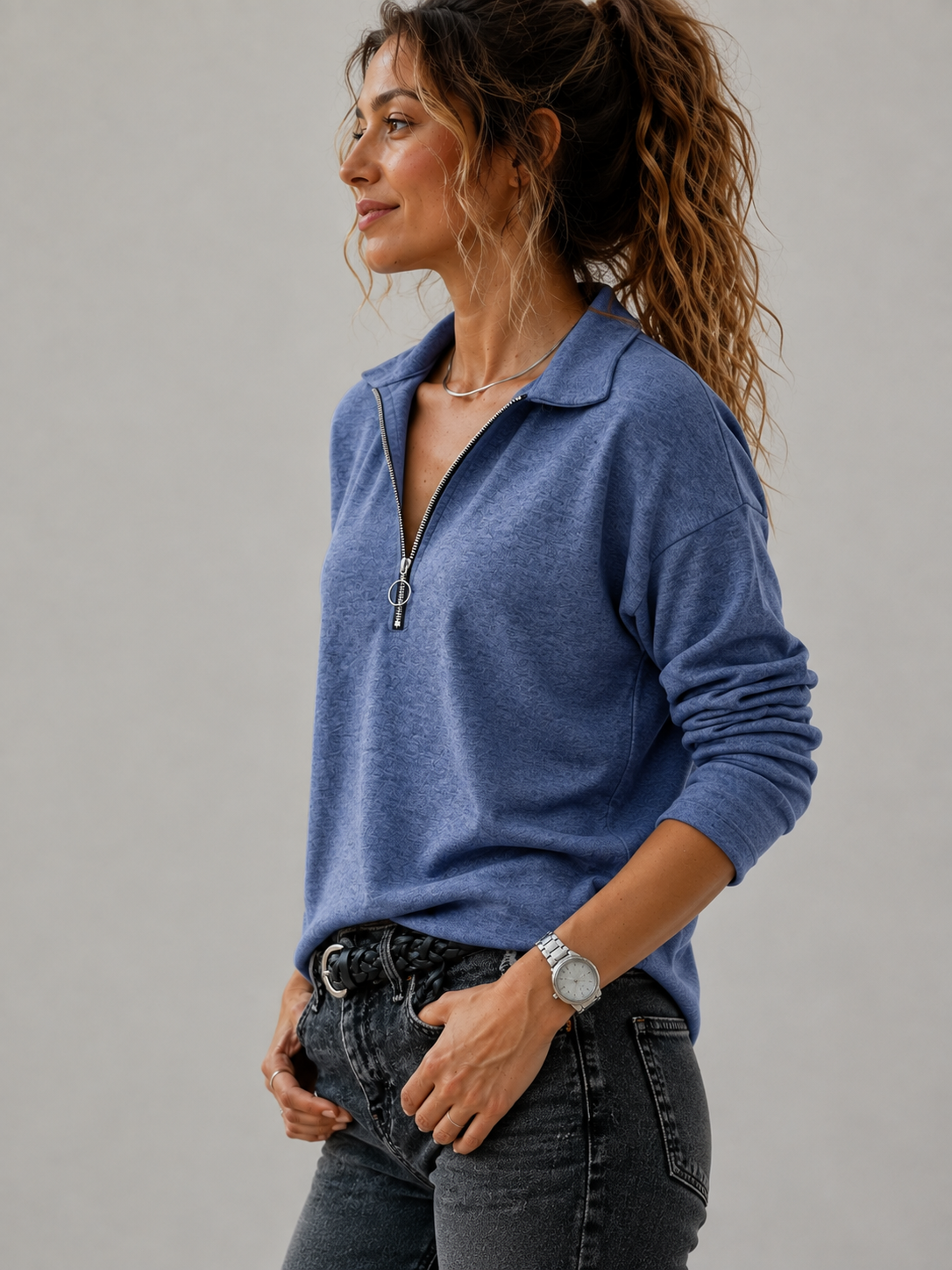 Women's Half-Zip Knit Sweater | Belluvyn