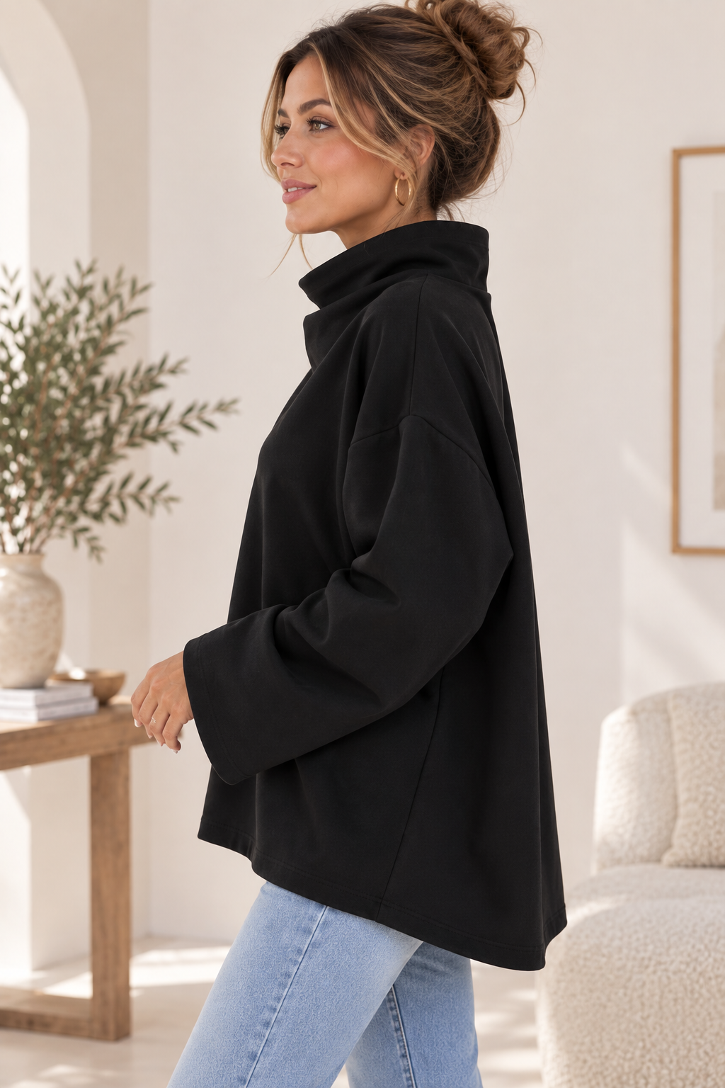 Women's High-Neck Knit Top | Belluvyn