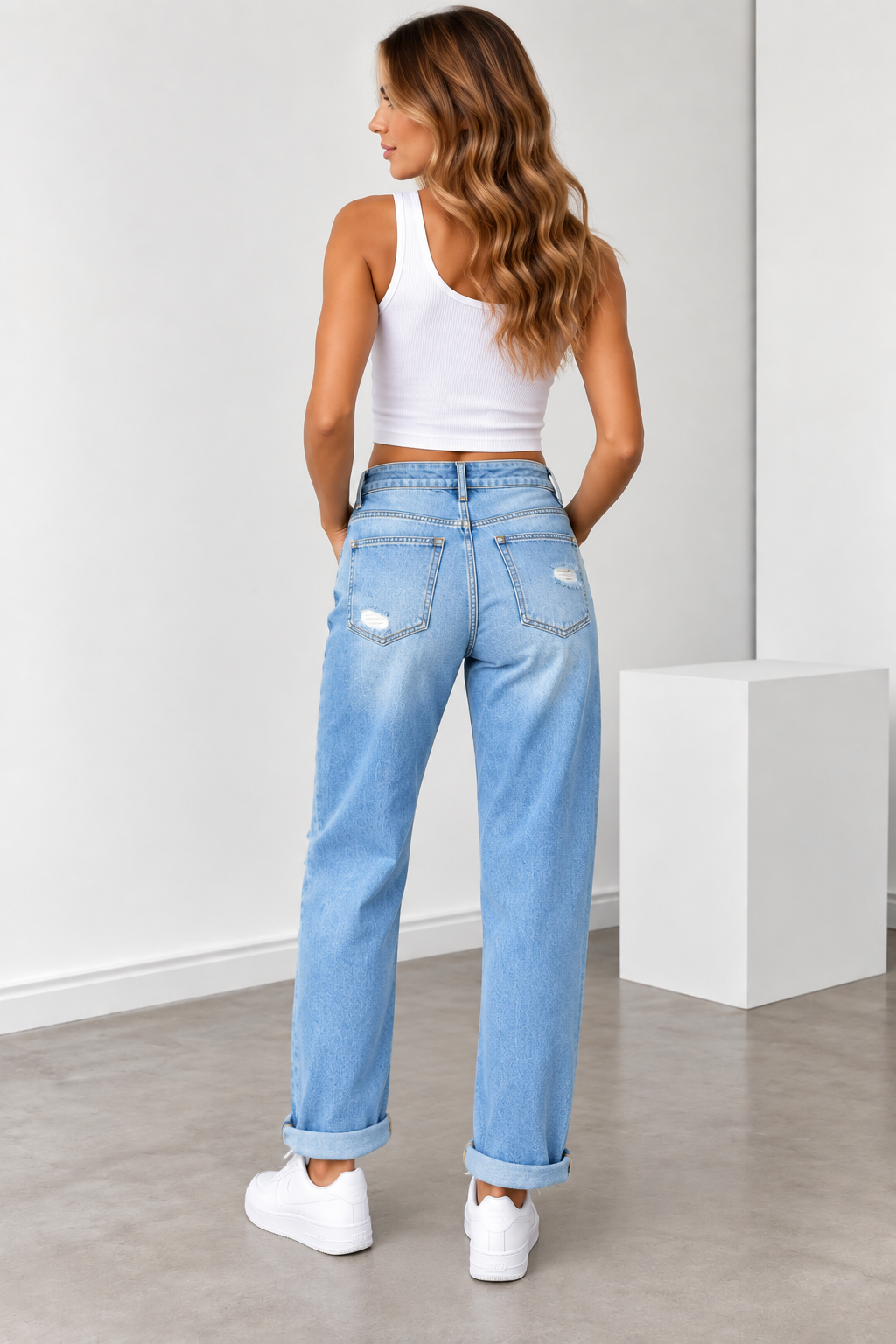 Women's High Waist Boyfriend Jeans | Belluvyn