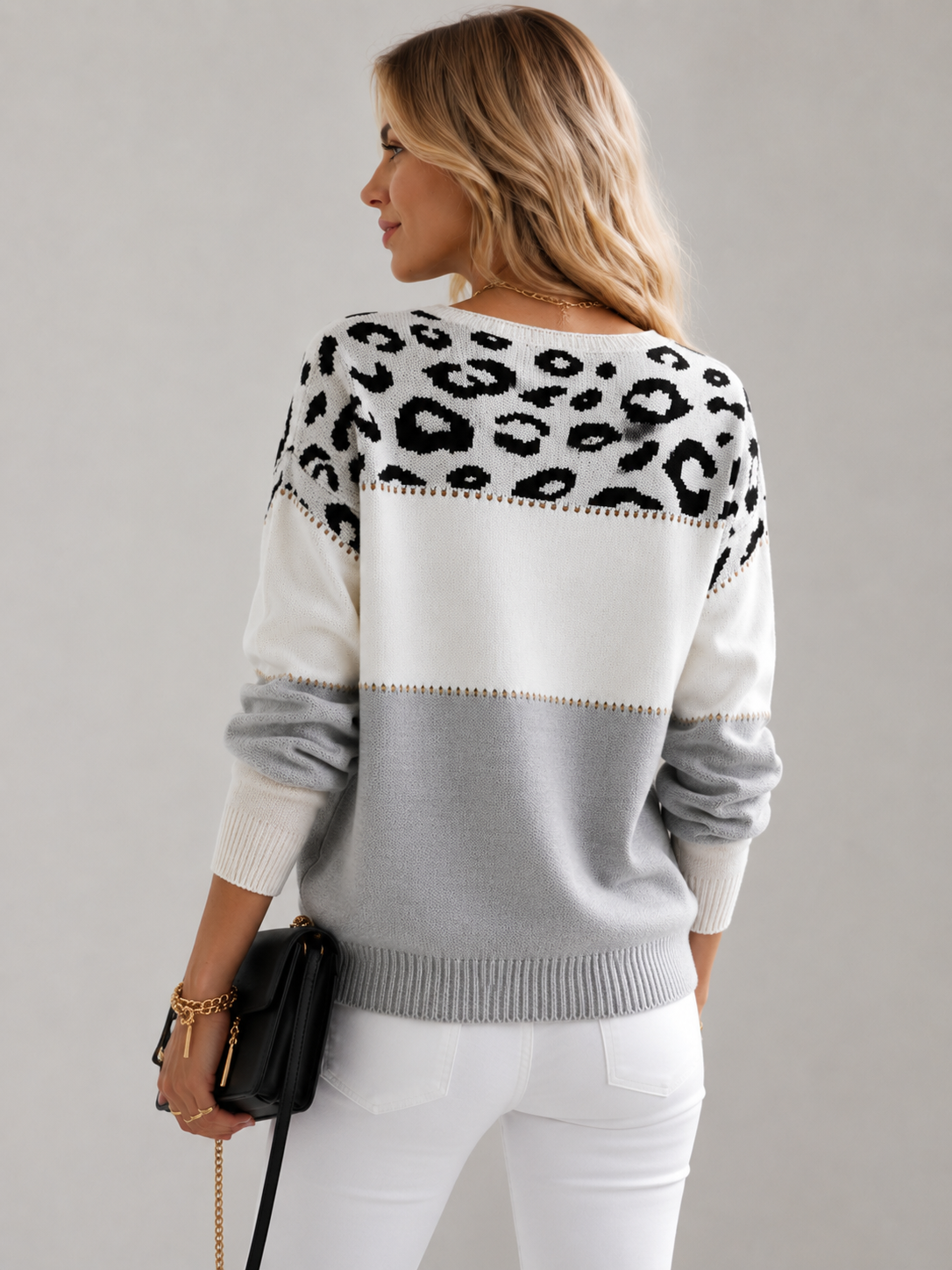 Women's Leopard Print Knit Sweater | Belluvyn